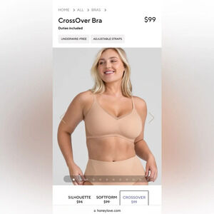 New HONEYLOVE LiftWear CrossOver Bra Size 1X in the colour Sand